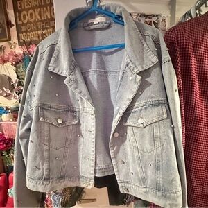 Embellished Light Gray Denim Jacket